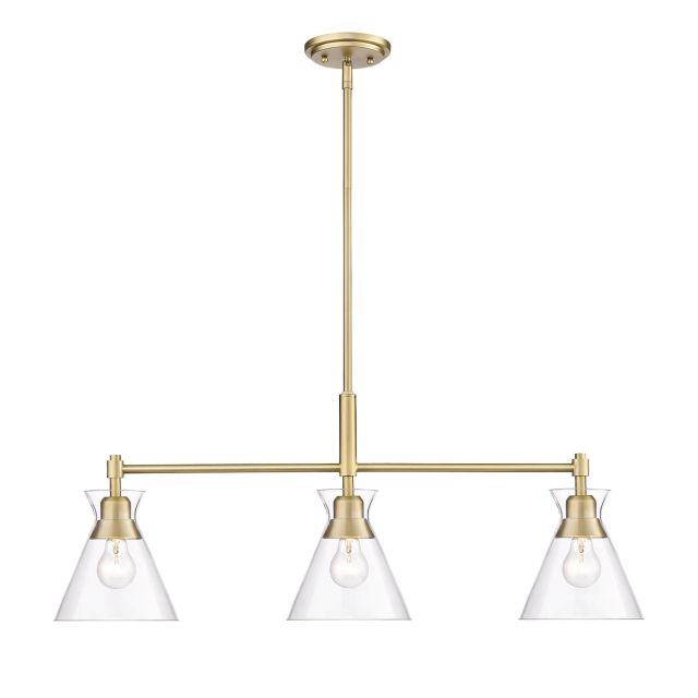 Golden Lighting 0511-LP BCB-CLR Malta 3 Light 34 inch Linear Light in Brushed Champagne Bronze with Clear Glass Shade